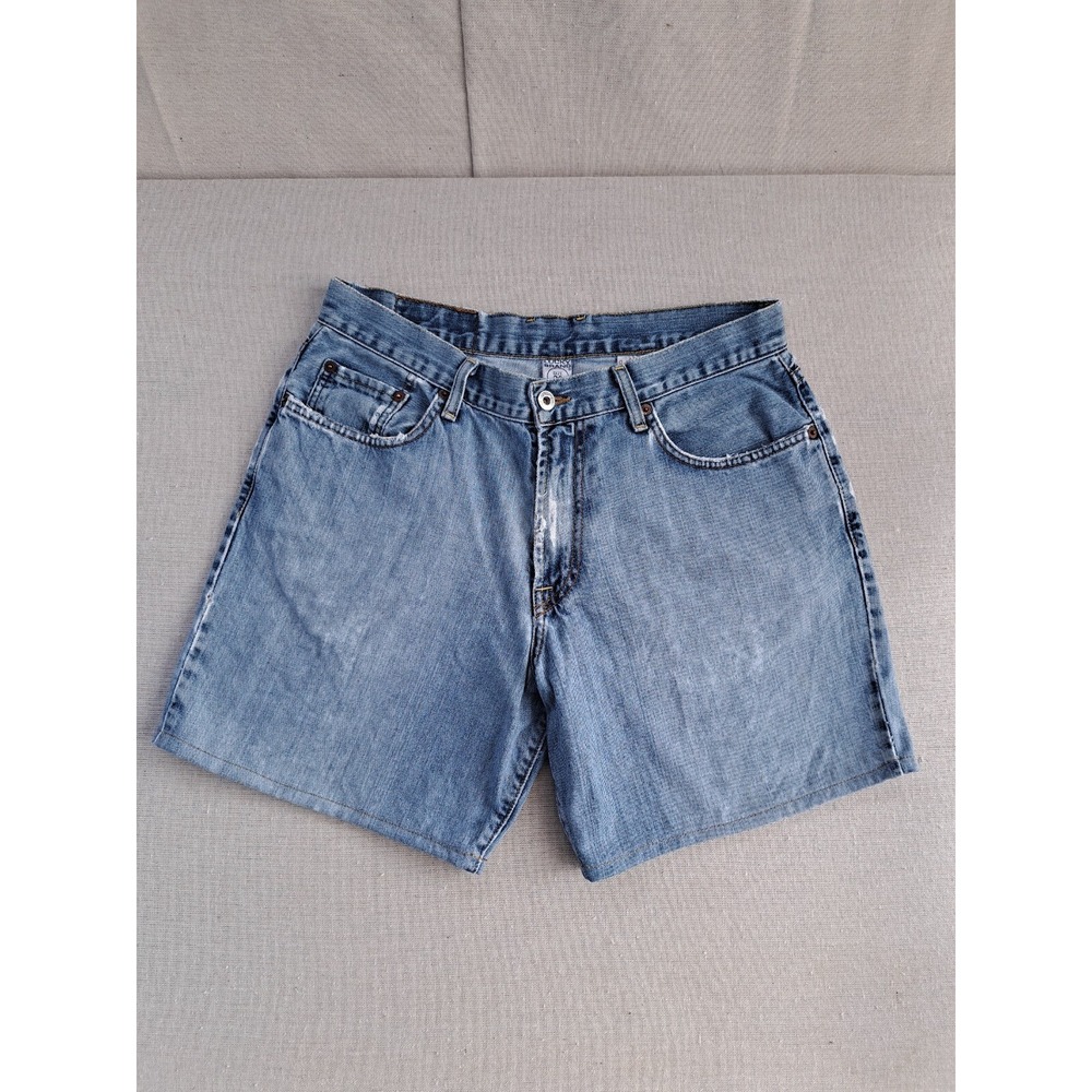 Lucky Brand Jean Shorts Mens 32 Blue USA Loose Vtg Jorts Cut Off Light Wash W32"